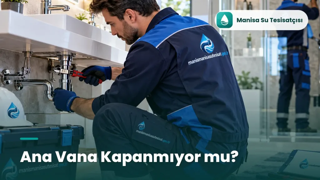 Manisa ana vana değişimi için tesisatçının pense ile boru bağlantısını sökmesi