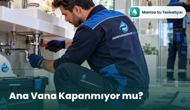 Manisa ana vana değişimi için tesisatçının pense ile boru bağlantısını sökmesi